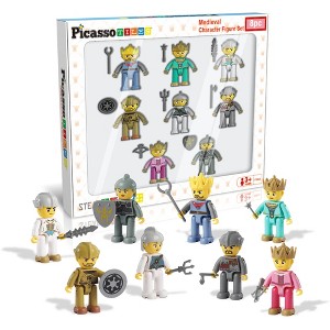 PICASSO-TILES 8 PC Medieval King and Knights Character Set, Magnetic Tiles and Brick Compatible Set STEM Toys for Kids 3+ - 1 of 4