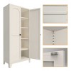 AENKYO 71 Tall Two Shapely Doors Cabinet with Adjustable Shelves, Organization Cabinet, Easy to Assemble, Modern Farmhouse Kitchen Storage Cabinet - 2 of 4