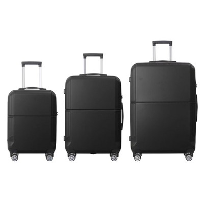 FURNIinspire Bag And Luggage Sets 3 Piece Rolling Luggage, Travel Hard Suitcase with Wheels, Stylish Suitcase Set, Black, 21.06"*11.81"*30.31"