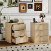 Set of 2 Nightstand - Charging Station, 2 Drawers & Open Shelf, Rounded Safety Corners, Mid-Century Metal Handles for Bedroom & Living Room - 2 of 4