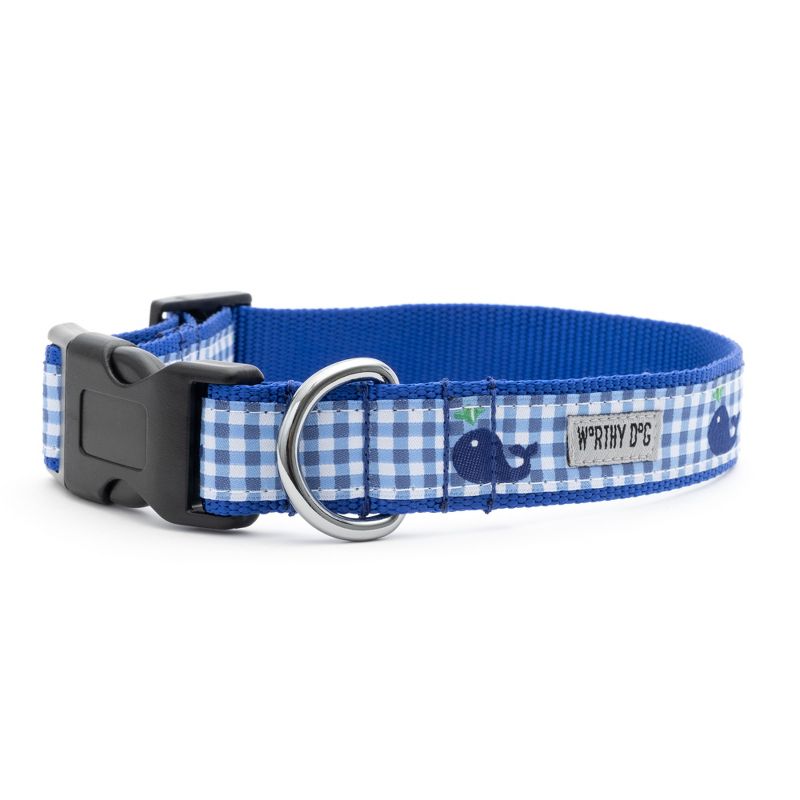 The Worthy Dog Gingham Whales Dog Collar, 5 of 6