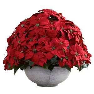 Nearly Natural Giant Poinsettia Arrangement with Decorative Planter - 1 of 1