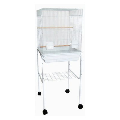 YML 5924 3/8 inches Bar Spacing Flat Top Bird Cage with Stand 18 inches x 18 inches /Small White