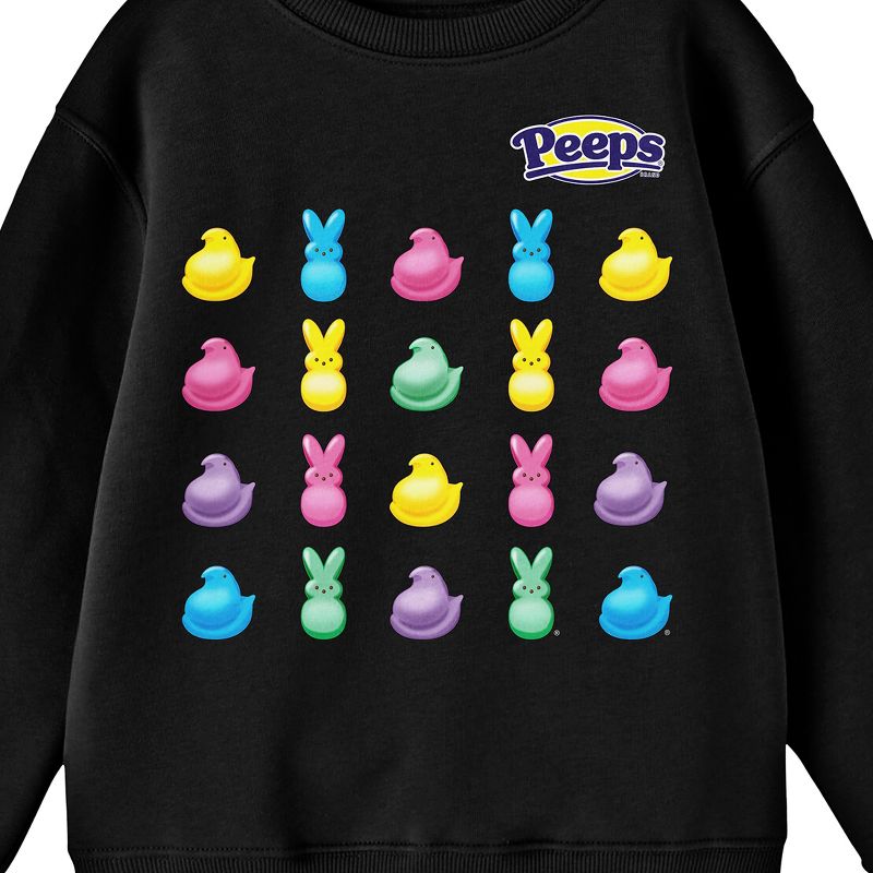 Peeps Colorful Chicks and Bunnies Youth Boy's Black Sweatshirt, 2 of 4