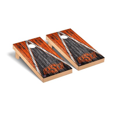 NCAA Oklahoma State Cowboys Premium Cornhole Board Triangle Weathered Version