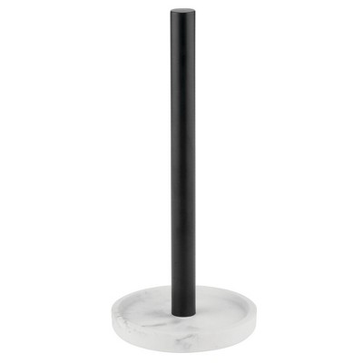 mDesign Modern Marble Stand Up Paper Towel Roll Holder/Dispenser - Marble/Black