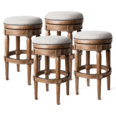 Maven Lane Pullman Backless Upholstered Kitchen Stool with Fabric Cushion Seat, Set of 4