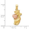 Black Bow Jewelry 14k Yellow and Rose Gold Satin Cat and Pink Heart Pendant - 3 of 4