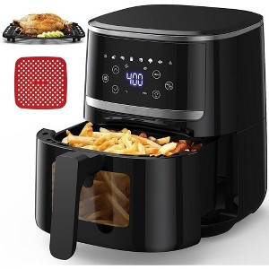 1500W Digital Air Fryer Toaster Oven Combo 5 Quart With 8 Cooking Presets & Visible Cooking Window - 1 of 4