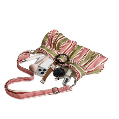 Сумки Alilang Striped Shoulder for Women, Slouchy Underarm Purse with Adjustable Strap - Green — фото 3