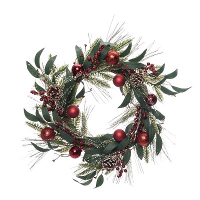 Transpac Natural Fiber 24 in. Multicolor Christmas Lush Wreath