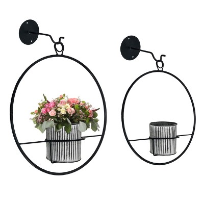 VIP Metal 13 in. Off-White Ring Frame Wall Planter Buckets Set of 2