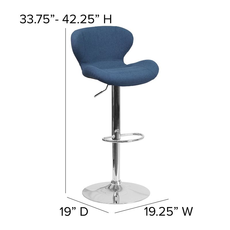 Emma and Oliver Curved Back Swivel Adjustable Height Barstool with Chrome Base, 5 of 13