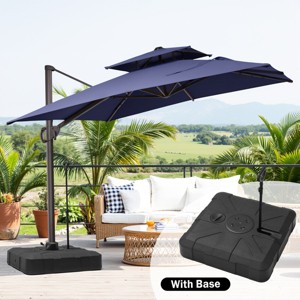 Crestlive Products 9'X11' Double Top Cantilever Umbrella Outdoor 360° Rotation 6 Heights Adjustable Offset Umbrella with Metal Pole and Base - 1 of 4