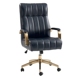 Siivio Modern Leather Swivel Tilting Office Chair with Channel Tufted|HULALA HOME - 1 of 4