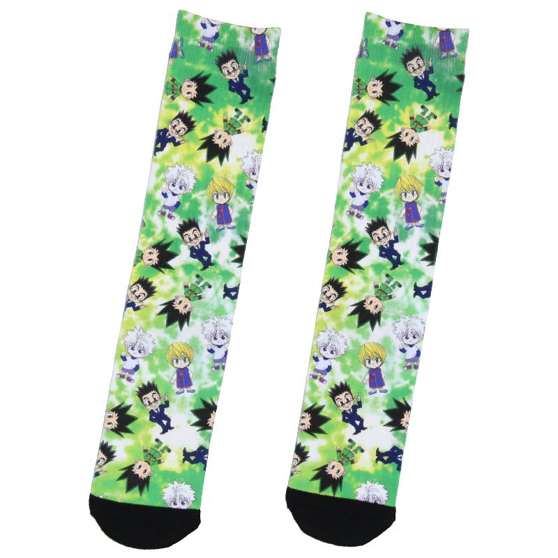 Hunter X Hunter Anime Mens' Chibi Characters Sublimated Adult Crew Socks 1 Pair Green, 1 of 5