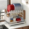 Fortune Candy 11.41'' Tall 2 Tier Dish Drying Rack, Large apacity, White - 2 of 4