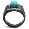 Slickblue IP Light Black Men's Ring – Oval Sea Blue Turquoise in Square Setting with Clear Accents, Sizes 8–13 - 3 of 4
