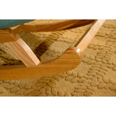 Teal Tufted Rocking Lounge Chair with Wood Legs and Footrest
