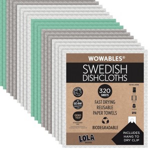 LOLA Swedish Dishcloths 320 Pk Biodegradable Reusable Paper Towels Absorbent Cellulose Kitchen Sponge Cloths Zero Waste Odor Free, Made in Germany - 1 of 4