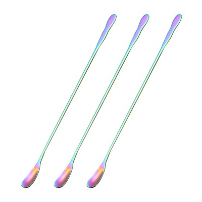 Unique Bargains Stainless Steel Cocktail Long Handle Mirror Finished Coffee Spoon 3 Pcs