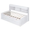 Twin/Full Size Wooden Captain Bed with Built-in Bookshelves,Three Storage Drawers and Trundle - ModernLuxe - 4 of 4