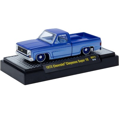 1973 Chevrolet Cheyenne Super 10 Truck Blue and Light Blue Two-Tone with Blue Interior 1/64 Diecast Model Car by M2 Machines
