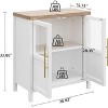 29" Large Buffet Sideboard Cabinet with 2 Glass Doors and Shelves, Modern Farmhouse Storage Cabinet Table for Kitchen Dining Room, Living Room - 2 of 4