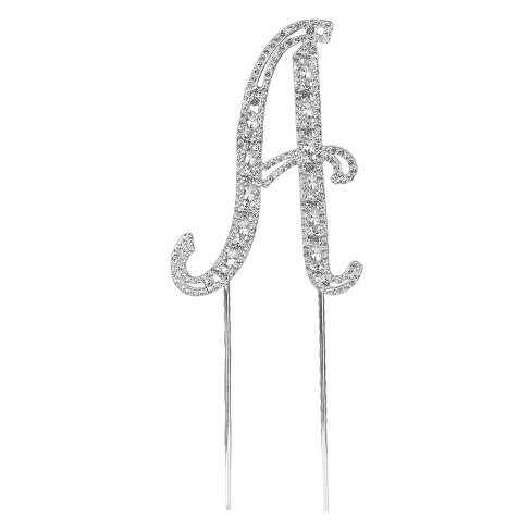 O'creme Silver Rhinestone 'letter A' Cake Topper : Target