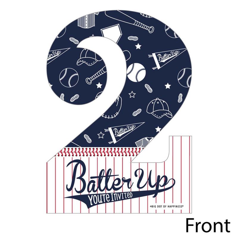 Big Dot of Happiness 2nd Birthday Batter Up - Baseball - Shaped Fill-in Invites - Second Birthday Party Invitation Cards with Envelopes - Set of 12, 2 of 6