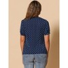 INSPIRE CHIC Women's Vintage Polka Dots Peter Pan Collar Puff Short Sleeve Shirt - 4 of 4