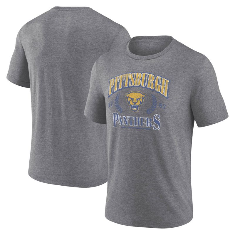NCAA Pitt Panthers Men&#39;s Gray Tri-Blend Short Sleeve T-Shirt, 1 of 4
