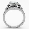 Slickblue Women's Polished Stainless Steel Ring with Clear CZ - Heart-Shaped Halo, Sizes 5-10 - 3 of 4