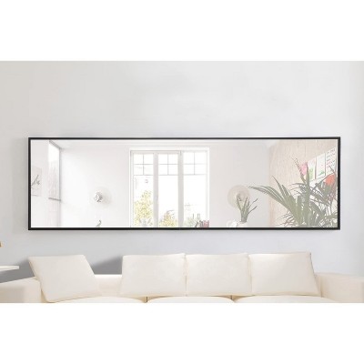 Black Metal Frame Rectangular Wall Mirror 18x60
