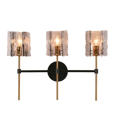 LNC Echonalyri 21.6-in 3-Lights Matte Black and Polished Gold Modern/Contemporary Vanity Lights