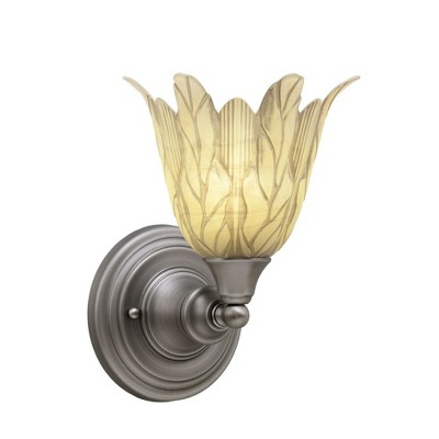 Toltec Lighting Any 1 - Light Sconce in  Brushed Nickel with 7" Vanilla Leaf Shade