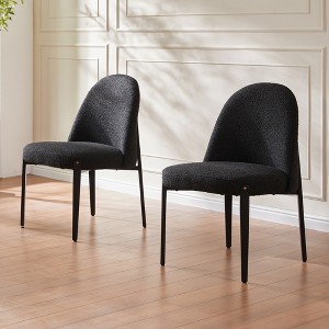 Set of 2 Boucle Upholstered Dining Chair with Sleek Metal Legs for Dining Room, Living Room, or Home Office -Morden Fort - 1 of 4