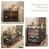 Rustic Black Large Dog Crate Furniture with Adjustable Raised Feeder, Heavy Duty Dog Kennel with Bowls, Indoor Pet Crate Table-The Pop Home - 2 of 4