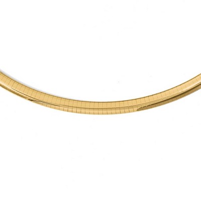Black Bow Jewelry 6mm 14k Yellow Gold Lightweight Domed Omega Chain Necklace