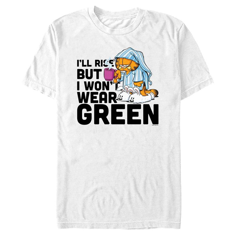 Men's Garfield St. Patrick's Day I'll Rise But I Won't Wear Green T-Shirt, 1 of 6