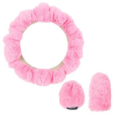 Unique Bargains Car Steering Wheel Cover with Handbrake Cover Gear Shift Cover Set