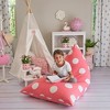Butterfly Craze Bean Bag Chair Cover - Toy Organizer, Fill with Stuffed Animals, Comfy Floor Lounger, Pink Polka Dots - 4 of 4