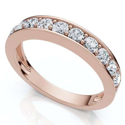 Pompeii3 4/10Ct Channel & Prong Set Half Eternity Wedding Band 14k Gold Lab Created