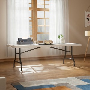 Resenkos Folding Table, Portable Plastic Picnic Tables, Fold-in-Half Heavy Duty Utility Foldable Table with Handle, Dining Card Long Table, Indoor - 1 of 4