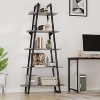 72" A-Frame Bookshelf w/ 5 Adjustable Shelves, Industrial Metal & Wood Ladder Bookcase for Living Room, Bedroom, Office - 2 of 4