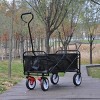 YONWAY Collapsible Outdoor Utility Wagon Cart with Cup Holder, Large Capacity Folding Wagon Garden Shopping Beach Cart with Brake - 2 of 4