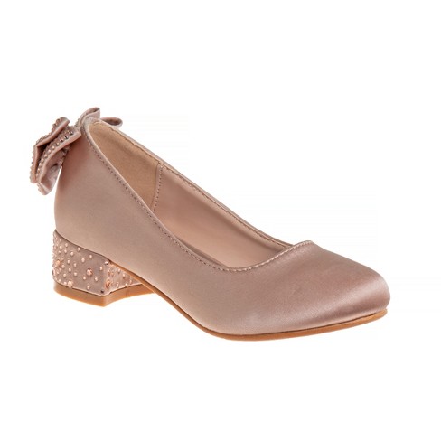Badgley Mischka Low-heeled Shoes For Big Girls, Dress Sandals With Back Bow  - Rose Gold, 5 : Target