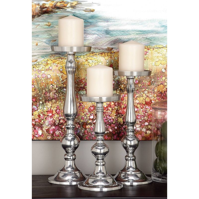 Set of 3 Classic Aluminum Design Pillar Candle Holders - Olivia &#38; May, 3 of 9