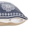 20" X 20" Dark Blue And White 100% Cotton Floral Zippered Pillow - 4 of 4