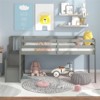 RISOKEYS Low Loft Bed with Staircase - Twin Size Loft Bed with Step Storage, Wood Loft Bed Frame Twin with Safety Guardrails for Girls, Boys, Grey - 2 of 4
